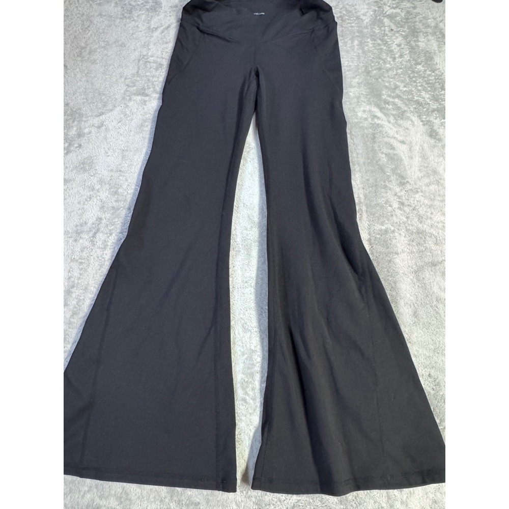 Fabletics PureLuxe Black Crossover High Waist Flare Leggings Yoga Pants Womens S